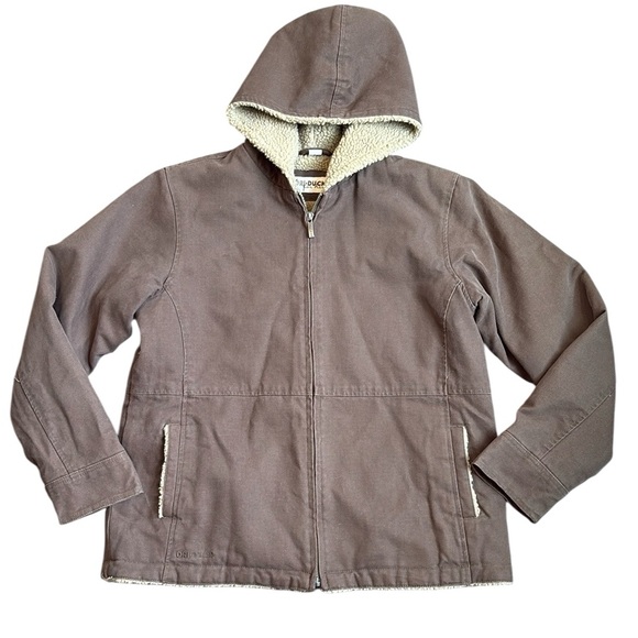 Dri-Duck Roper Canvas Jacket Women’s L Brown Barn Chore Coat Sherpa Lined Hooded - Picture 1 of 15
